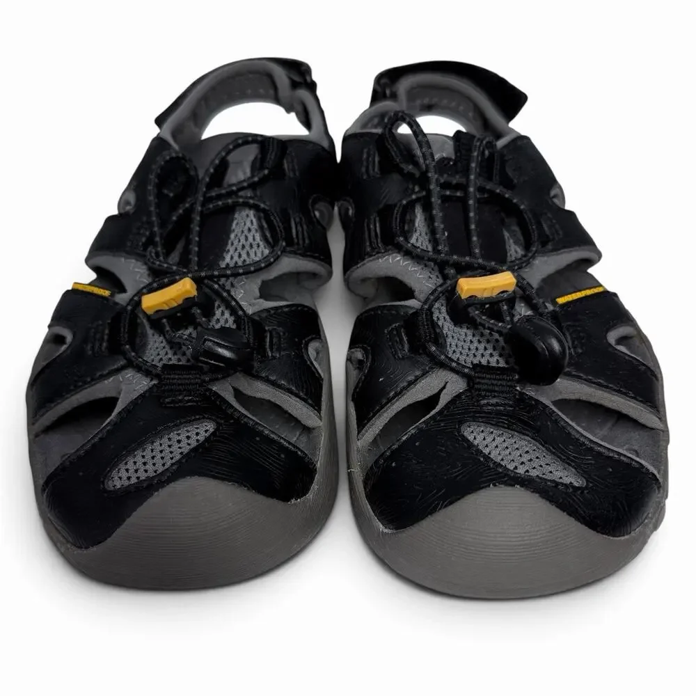 Keen Waterproof Sport Sandals Kids Sz 2 Black Gray Yellow Hiking Water Shoes